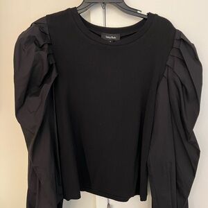 Anthropologie Black Puff Sleeve Blouse